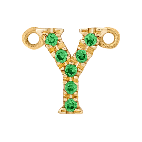Green Garnet + 14k Yellow Gold Letter Charm - Image 25