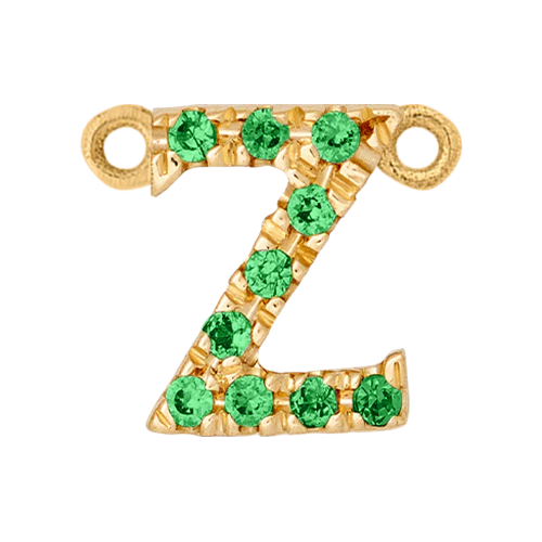 Green Garnet + 14k Yellow Gold Letter Charm - Image 26