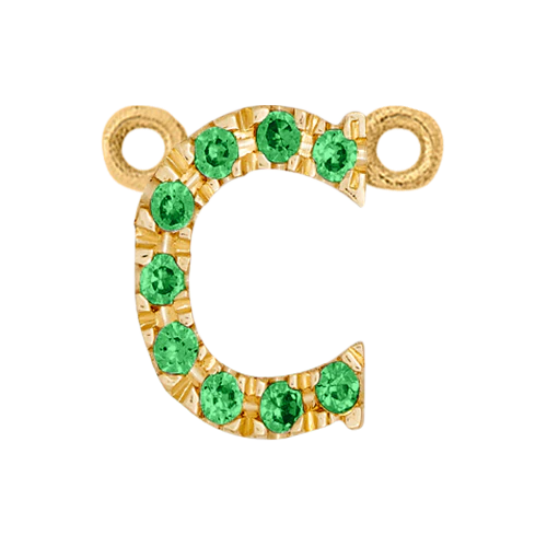 Green Garnet + 14k Yellow Gold Letter Charm - Image 3