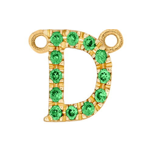 Green Garnet + 14k Yellow Gold Letter Charm - Image 4