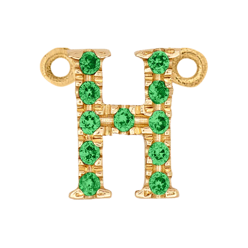 Green Garnet + 14k Yellow Gold Letter Charm - Image 8