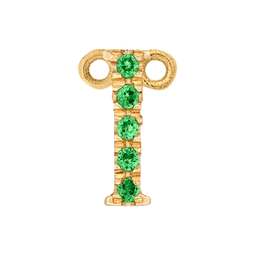 Green Garnet + 14k Yellow Gold Letter Charm - Image 9