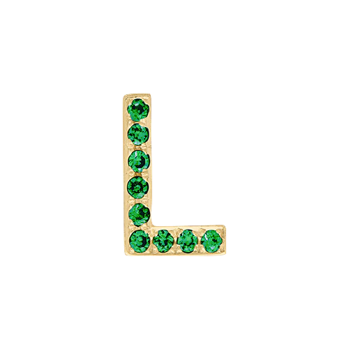 Green Garnet + 14k Yellow Gold Letter Charm - Image 12