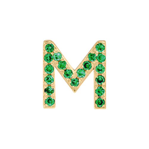Green Garnet + 14k Yellow Gold Letter Charm - Image 13