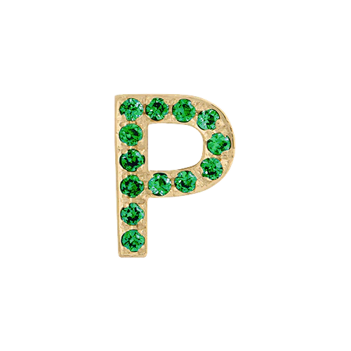 Green Garnet + 14k Yellow Gold Letter Charm - Image 16