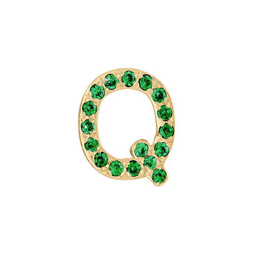 Green Garnet + 14k Yellow Gold Letter Charm - Image 17