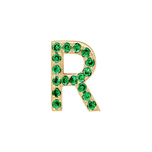 Green Garnet + 14k Yellow Gold Letter Charm - Image 18