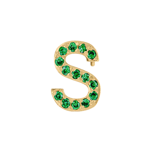 Green Garnet + 14k Yellow Gold Letter Charm - Image 19