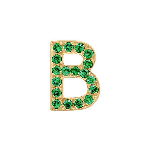 Green Garnet + 14k Yellow Gold Letter Charm - Image 2