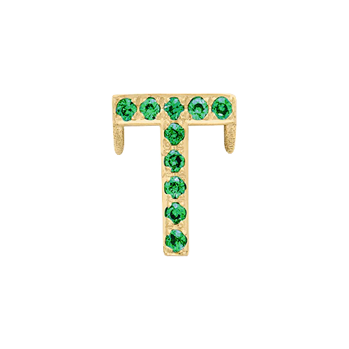 Green Garnet + 14k Yellow Gold Letter Charm - Image 20
