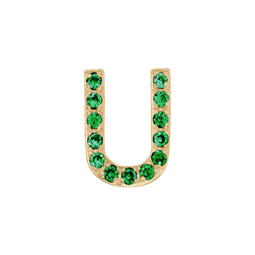 Green Garnet + 14k Yellow Gold Letter Charm - Image 21