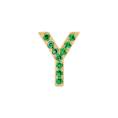 Green Garnet + 14k Yellow Gold Letter Charm - Image 25