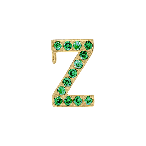 Green Garnet + 14k Yellow Gold Letter Charm - Image 26