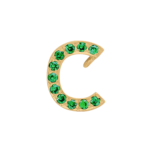 Green Garnet + 14k Yellow Gold Letter Charm - Image 3
