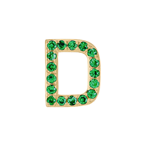 Green Garnet + 14k Yellow Gold Letter Charm - Image 4