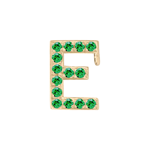 Green Garnet + 14k Yellow Gold Letter Charm - Image 5