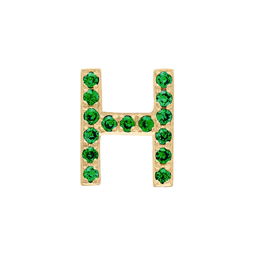 Green Garnet + 14k Yellow Gold Letter Charm - Image 8