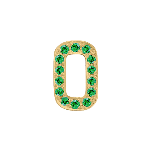 Green Garnet + 14k Yellow Gold Number Charm