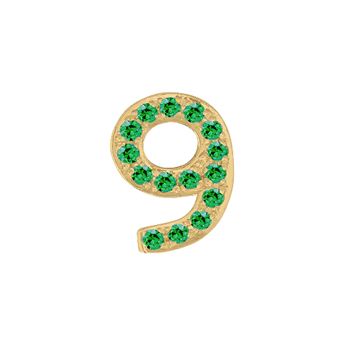 Green Garnet + 14k Yellow Gold Number Charm - Image 10