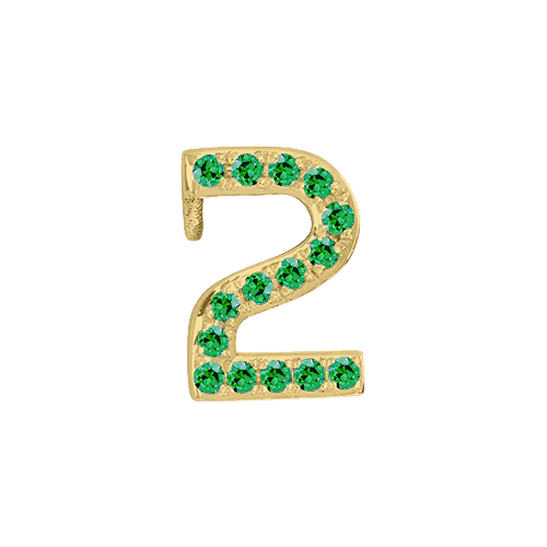 Green Garnet + 14k Yellow Gold Number Charm - Image 3