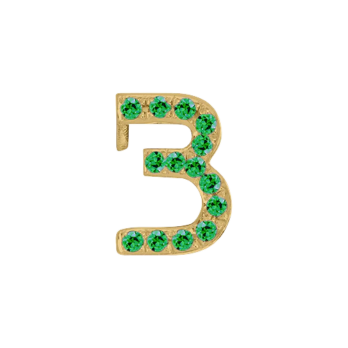 Green Garnet + 14k Yellow Gold Number Charm - Image 4