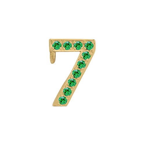 Green Garnet + 14k Yellow Gold Number Charm - Image 8