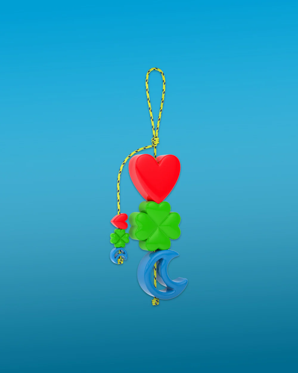 Heart, Clover & Moon Cord Bag Charm - Image 3