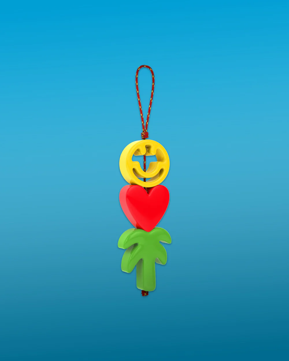 Heart, Happy Face & Palm Tree Cord Bag Charm - Image 3