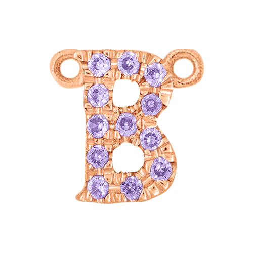 Lilac Sapphire + 14k Rose Gold Letter Charm - Image 2