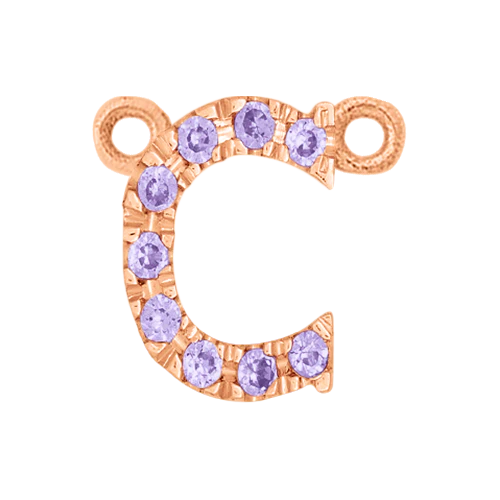 Lilac Sapphire + 14k Rose Gold Letter Charm - Image 3
