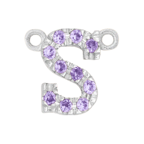 Lilac Sapphire + 14k White Gold Letter Charm - Image 19