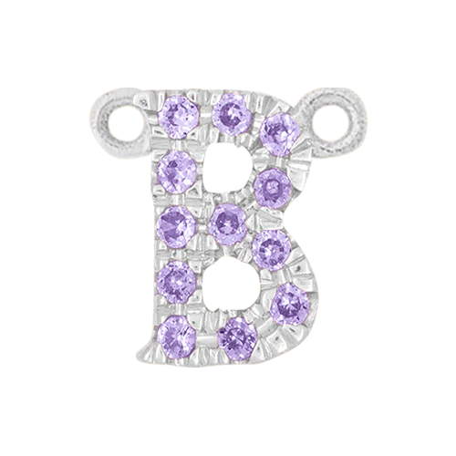Lilac Sapphire + 14k White Gold Letter Charm - Image 2