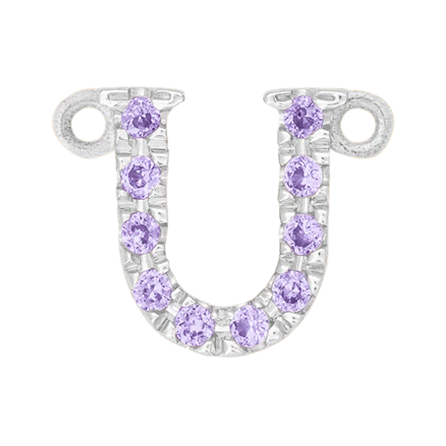 Lilac Sapphire + 14k White Gold Letter Charm - Image 21