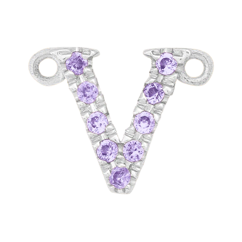 Lilac Sapphire + 14k White Gold Letter Charm - Image 22