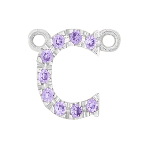 Lilac Sapphire + 14k White Gold Letter Charm - Image 3