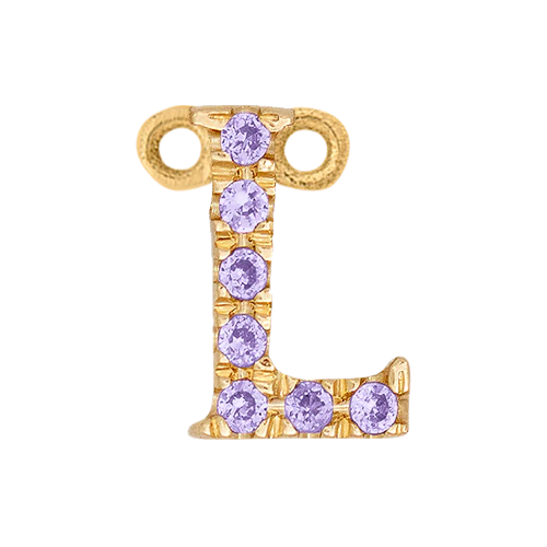 Lilac Sapphire + 14k Yellow Gold Letter Charm - Image 12