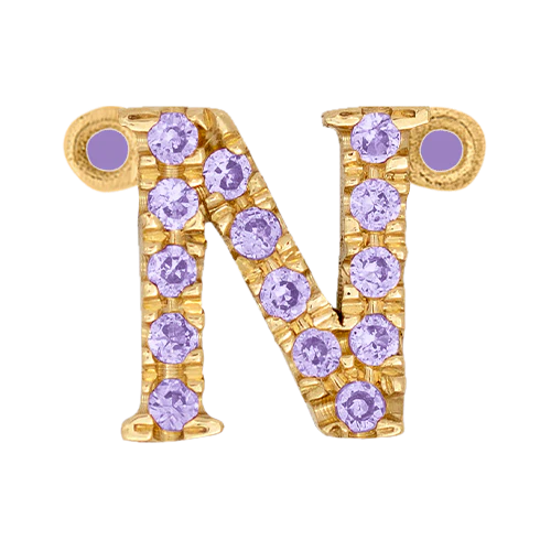 Lilac Sapphire + 14k Yellow Gold Letter Charm - Image 14