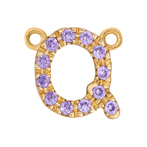 Lilac Sapphire + 14k Yellow Gold Letter Charm - Image 17
