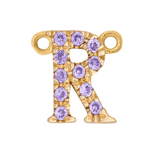 Lilac Sapphire + 14k Yellow Gold Letter Charm - Image 18