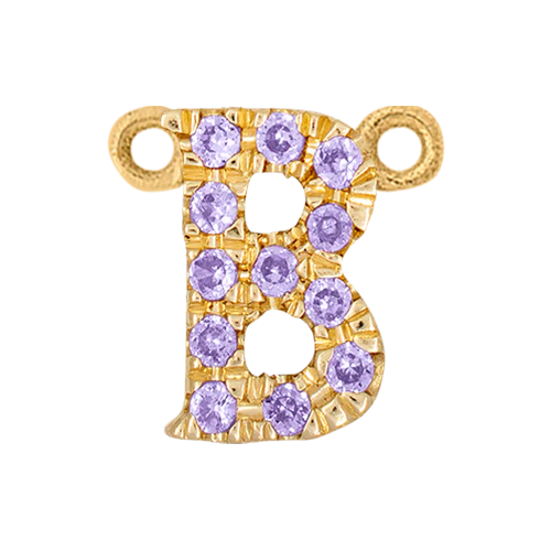 Lilac Sapphire + 14k Yellow Gold Letter Charm - Image 2