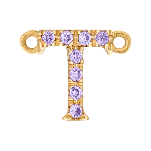 Lilac Sapphire + 14k Yellow Gold Letter Charm - Image 20