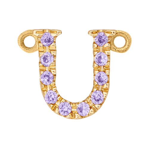 Lilac Sapphire + 14k Yellow Gold Letter Charm - Image 21