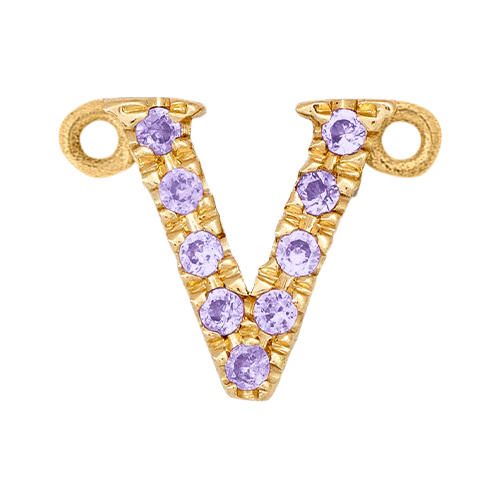 Lilac Sapphire + 14k Yellow Gold Letter Charm - Image 22