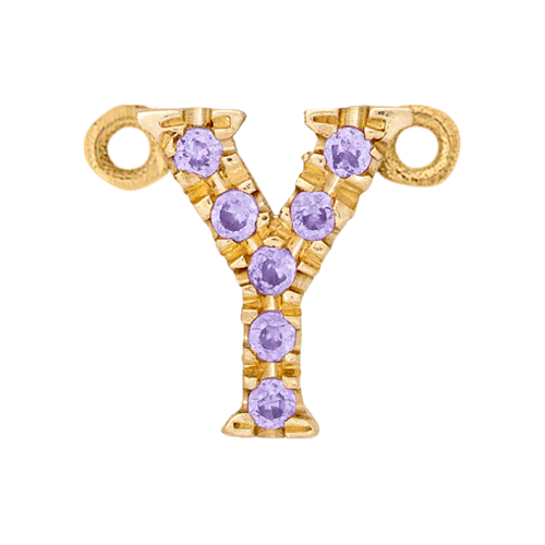 Lilac Sapphire + 14k Yellow Gold Letter Charm - Image 25