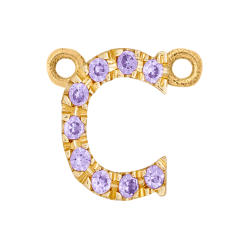Lilac Sapphire + 14k Yellow Gold Letter Charm - Image 3
