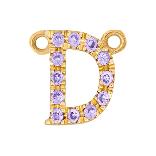 Lilac Sapphire + 14k Yellow Gold Letter Charm - Image 4