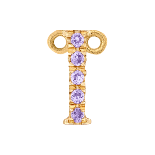 Lilac Sapphire + 14k Yellow Gold Letter Charm - Image 9