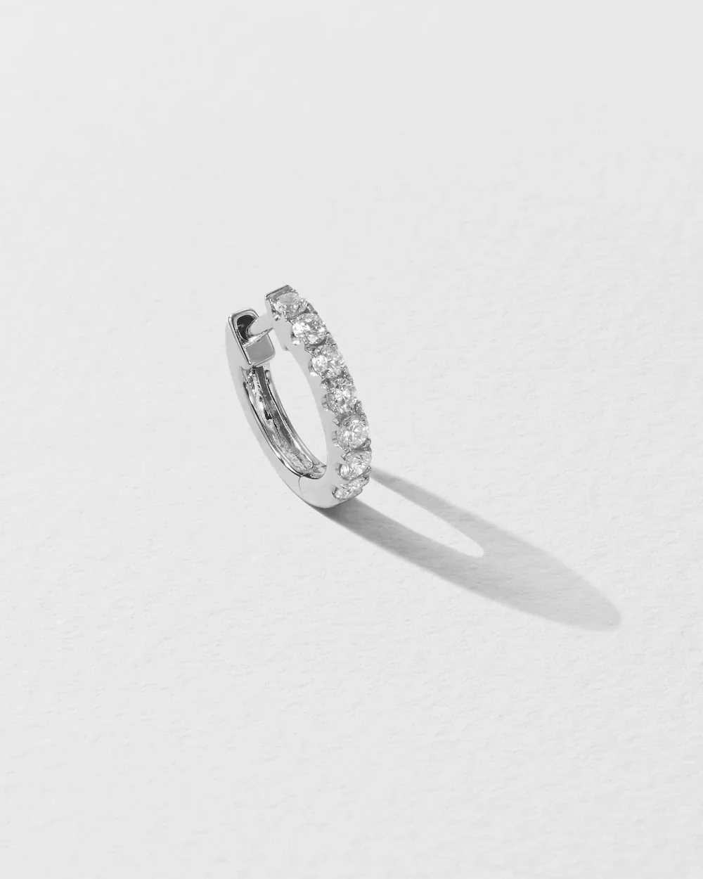 Medium Diamond Chubby Huggie Earring - Image 4