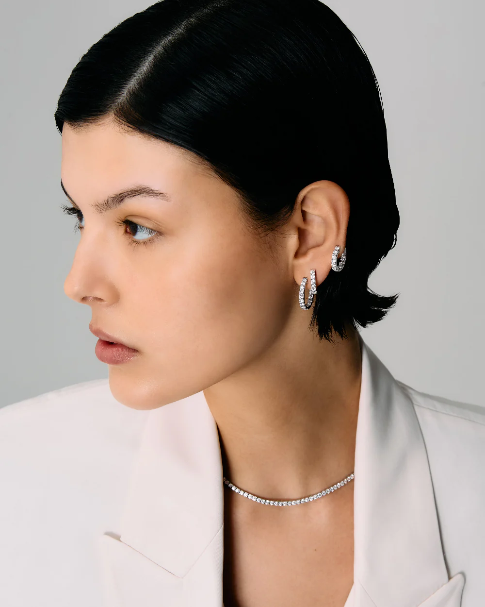 Medium Mega Diamond Hoop Earrings - Image 2