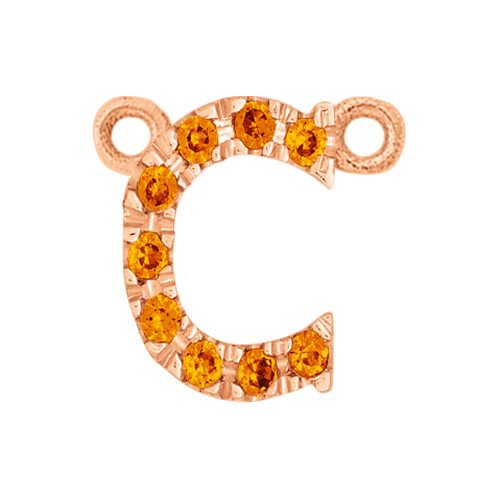 Orange Sapphire + 14k Rose Gold Letter Charm - Image 3